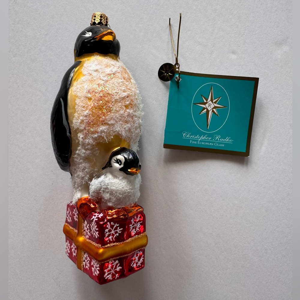Christopher Radko Presently Penguins Ornament Glass Christmas